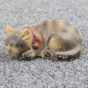Vintage Chalkware Cat Kitten Figurine Plaster Folk Art 4″ Long Mid Century